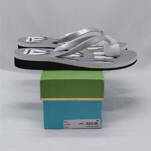 Kate Spade Womens Flip Flops Sandals Sz 10 Silver Jelly Penguin Beachy Flats